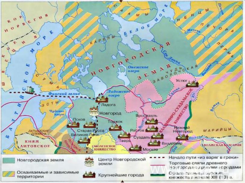 Торговые связи древнего Новгорода с другими городами в XIII веке.