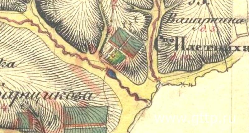 Фрагмент карты Менде в окрестностях Плетнихи.