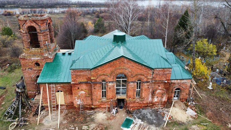Восстановление храма в селе Чудь Навашинского городского округа в 2022 году: новая кровля.
