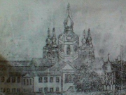 Медянский Покровский женский монастырь, фотография старинной линогравюры предоставлена Еленой Адушевой