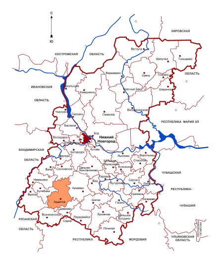 Ардатов нижегородская область на карте